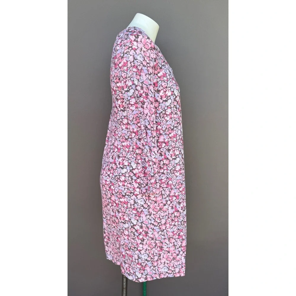 Midnight Carole Hochman Nightgown Medium Pink Floral Long Sleeve VNeck Sleepwear